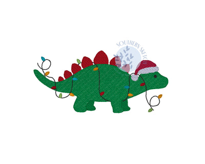 Sketch Christmas Dinosaur Machine Embroidery Design