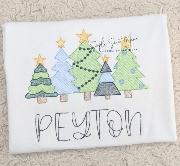 Sketch Christmas Tree Car Machine Embroidery Design