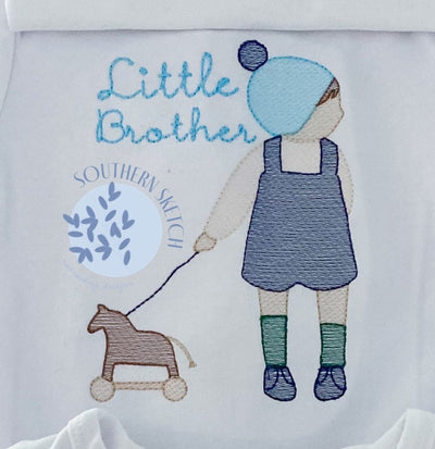 Sketch Nordic Winter Boy Little Brother Machine Embroidery Design
