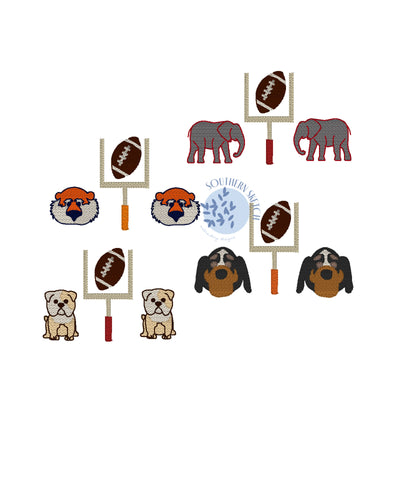 Sketch SEC Football Mascot Bundle Tennessee, Georgia, Alabama, Mississippi State, Auburn, LSU Machine Embroidery Design