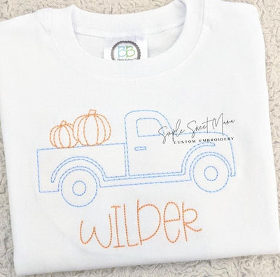 Pumpkin Truck Fall Machine Embroidery Design