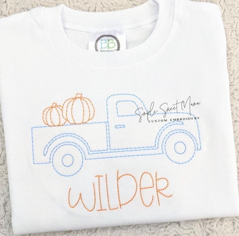 Pumpkin Truck Fall Machine Embroidery Design