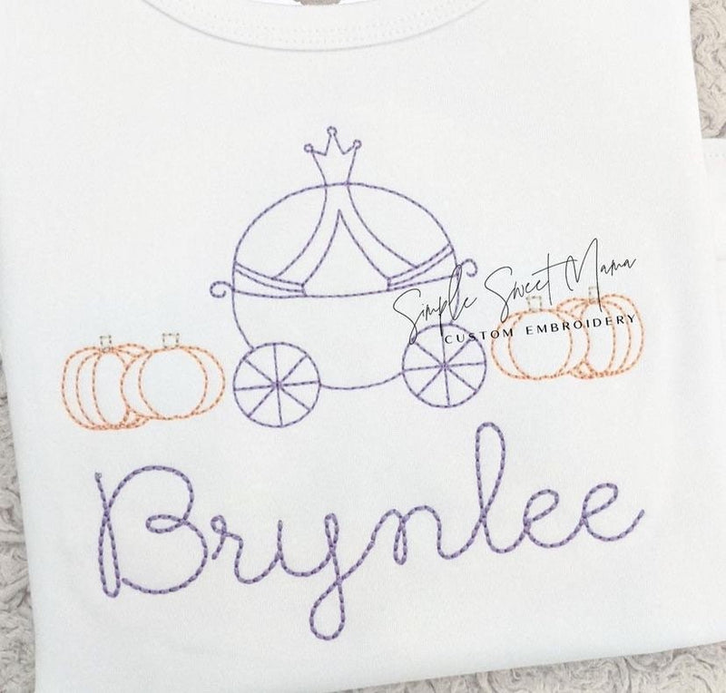 Bean Stitch Pumpkin Princess Carriage Machine Embroidery Design