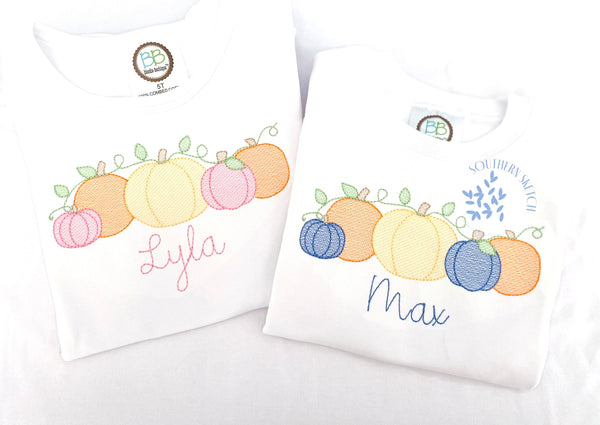 Sketch Fall Pumpkin Patch Machine Embroidery Design