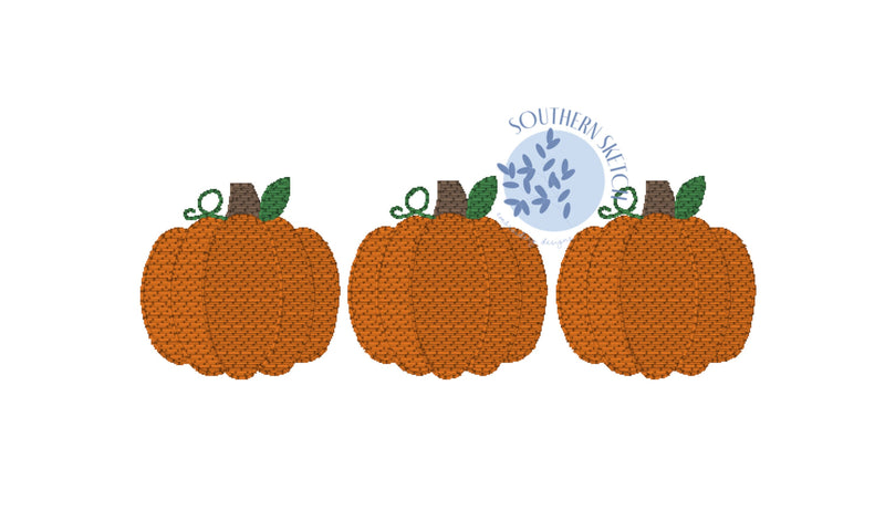 Sketch Pumpkin Trio Fall Machine Embroidery Design