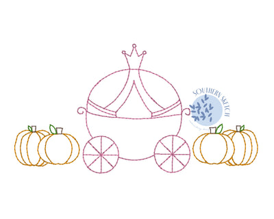 Bean Stitch Pumpkin Princess Carriage Machine Embroidery Design