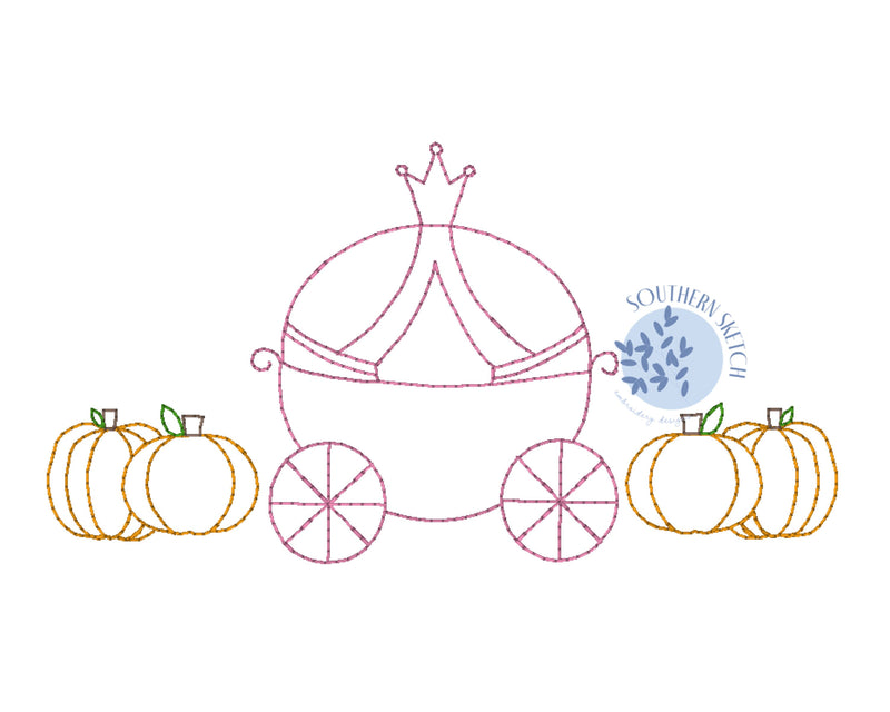 Bean Stitch Pumpkin Princess Carriage Machine Embroidery Design