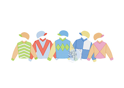 Horse Racing Jockeys Kentucky Derby Triple Crown Sketch Fill Machine Embroidery Design Instant Digital Download File 5", 5x7, 6x10