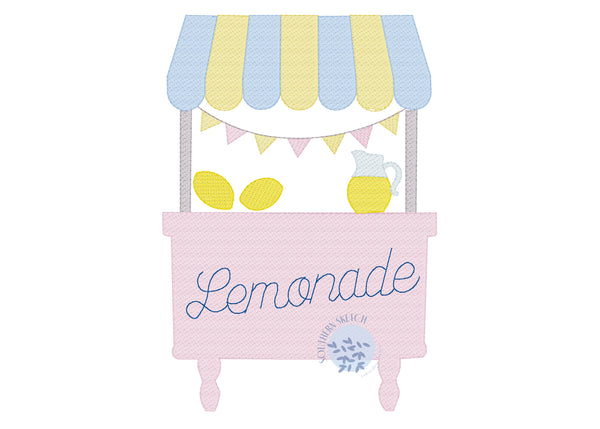 Lemonade Stand Sketch Fill Light Fill Classic Southern Style Summer Machine Embroidery Design 4x4, 5
