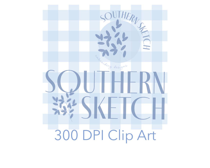 Light Blue Gingham .png Watercolor Clipart