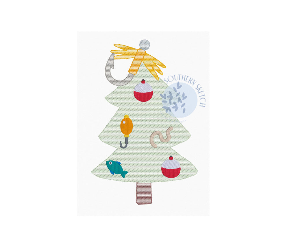 fishing christmas tree lure Fishing Lure Christmas Tree Machine Embroidery Design – Southern Sketch  Designs