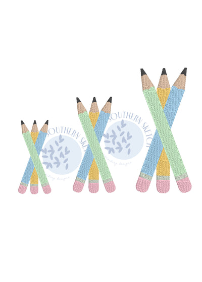 Mini Fill Stitch Pencils Back to School Fall Machine Embroidery Design File Instant Digital Download 1.5" 2", 2.5"