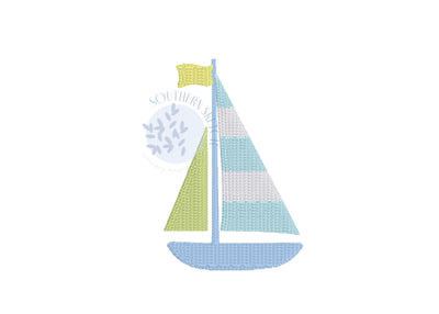 Mini Fill Stitch Sailboat Striped Machine Embroidery Design 1.5", 2", 2.5"