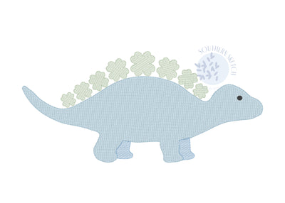 Shamrock St. Patrick's Day 4 Leaf Clover Stegosaurus Dinosaur Machine Embroidery Design